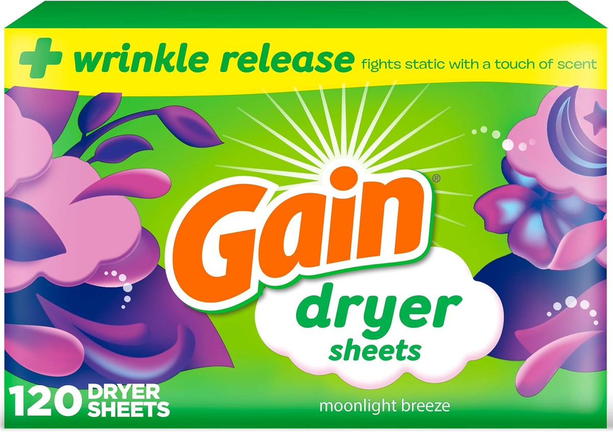GAIN DRYER SHEETS MOONLIGHT BREEZE 120 pack of 6