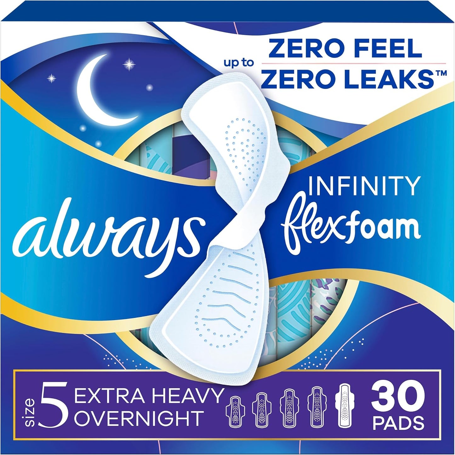 ALWAYS INFINITY OVERNIGHT EXTRA HEAVY UNS SZ5 30 pack of 3
