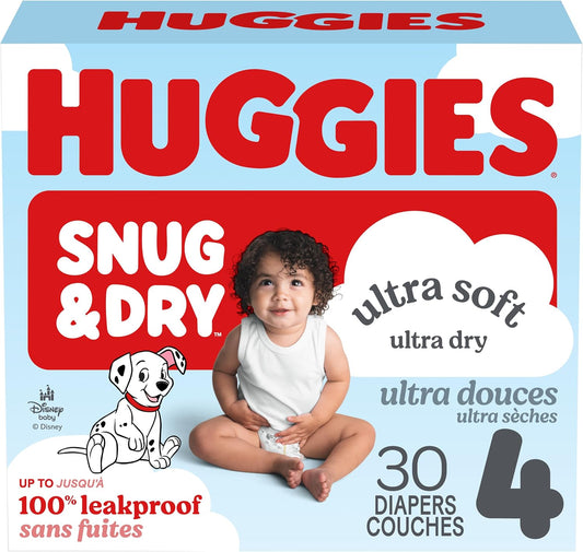 HUGGIES SNUG & DRY DIAPERS JUMBO #4 30 pack of 4