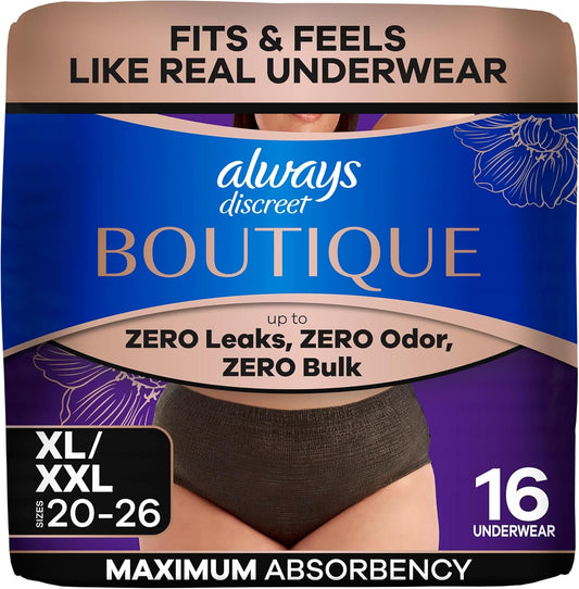 ALWAYS DISCREET BOUTIQUE UNDERWEAR XL/XXL 16 pack of 2