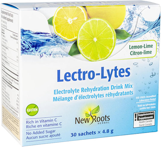 NewRoots   Lectro-Lytes Lemon  Lime Electrolyte Rehydration Drink Mix   30 sachets × 4.8 g