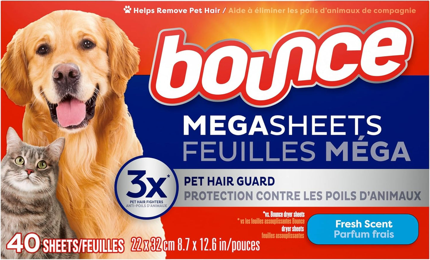 BOUNCE SHEET PET HAIR&LINT 40 pack of 6