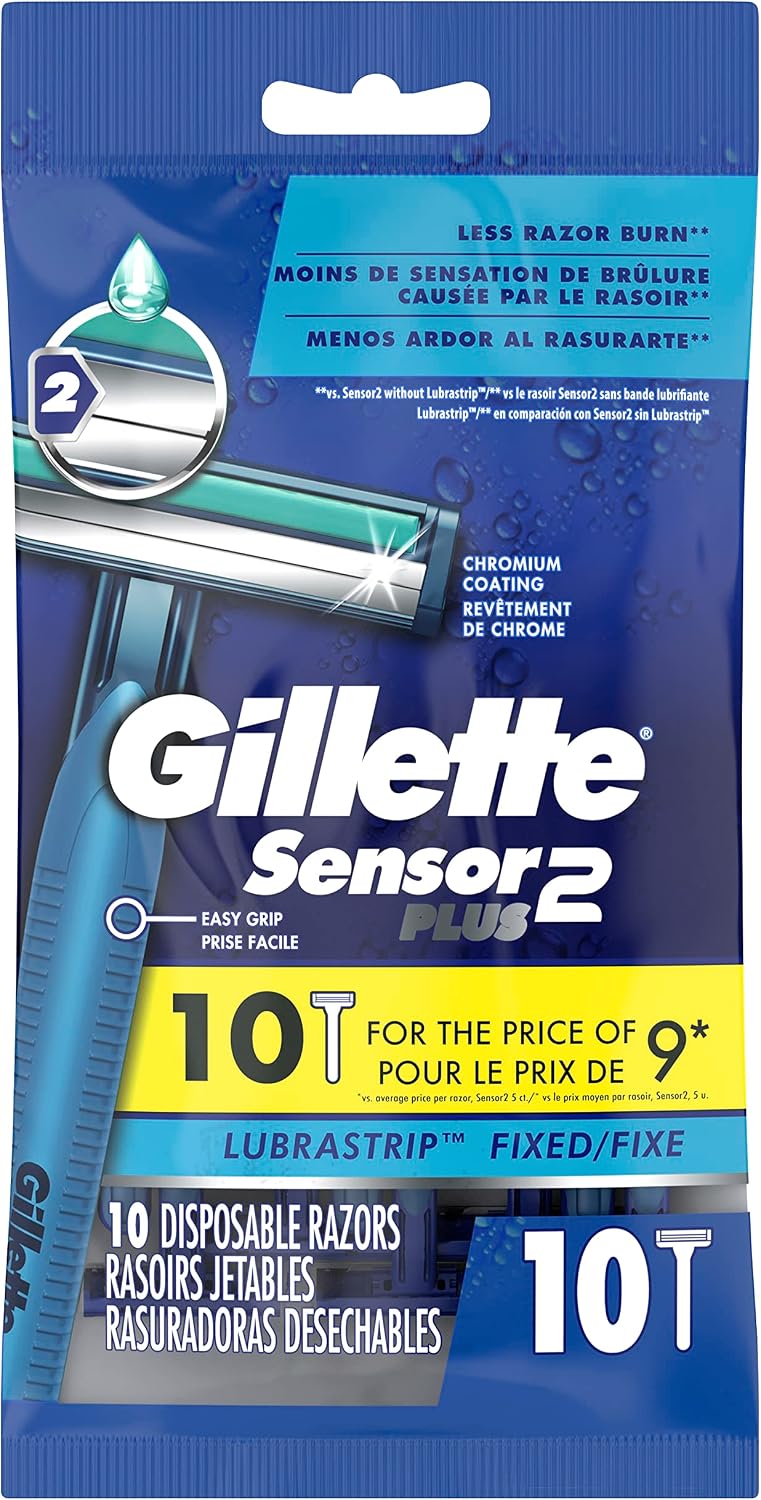 GILLETTE SENSOR 2 PLUS W/DISPOSABLE RAZORS 10