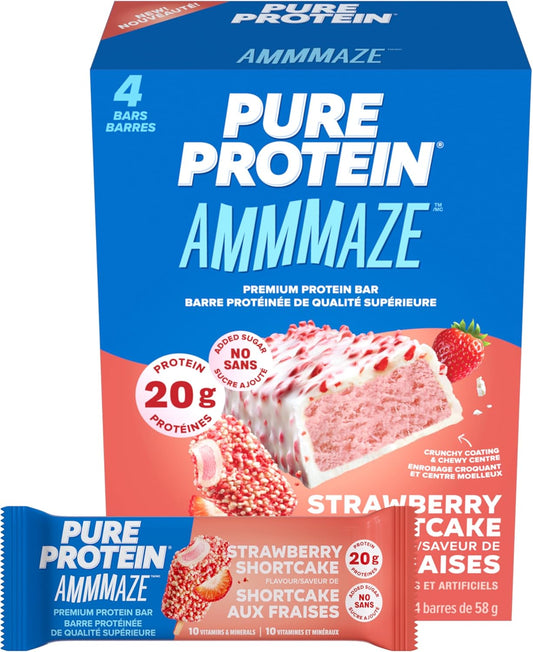 PURE PROTEIN AMMMAZE BAR STRAWBERRY CAKE PK 4 pack of 6