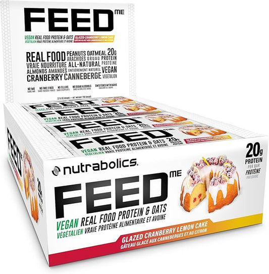 NUTRABOLICS   FEED BAR VEGAN   GLAZED LEMON CRANBERRY CAKE   65g - 12/box