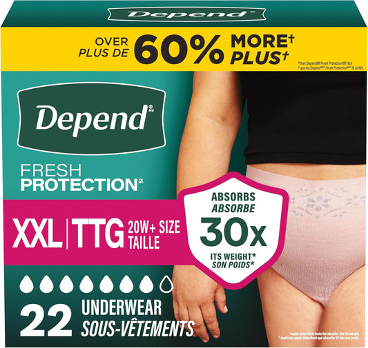 DEPEND UNDERWEAR WOMEN XXLARGE ABS MAX 22 pack of 2