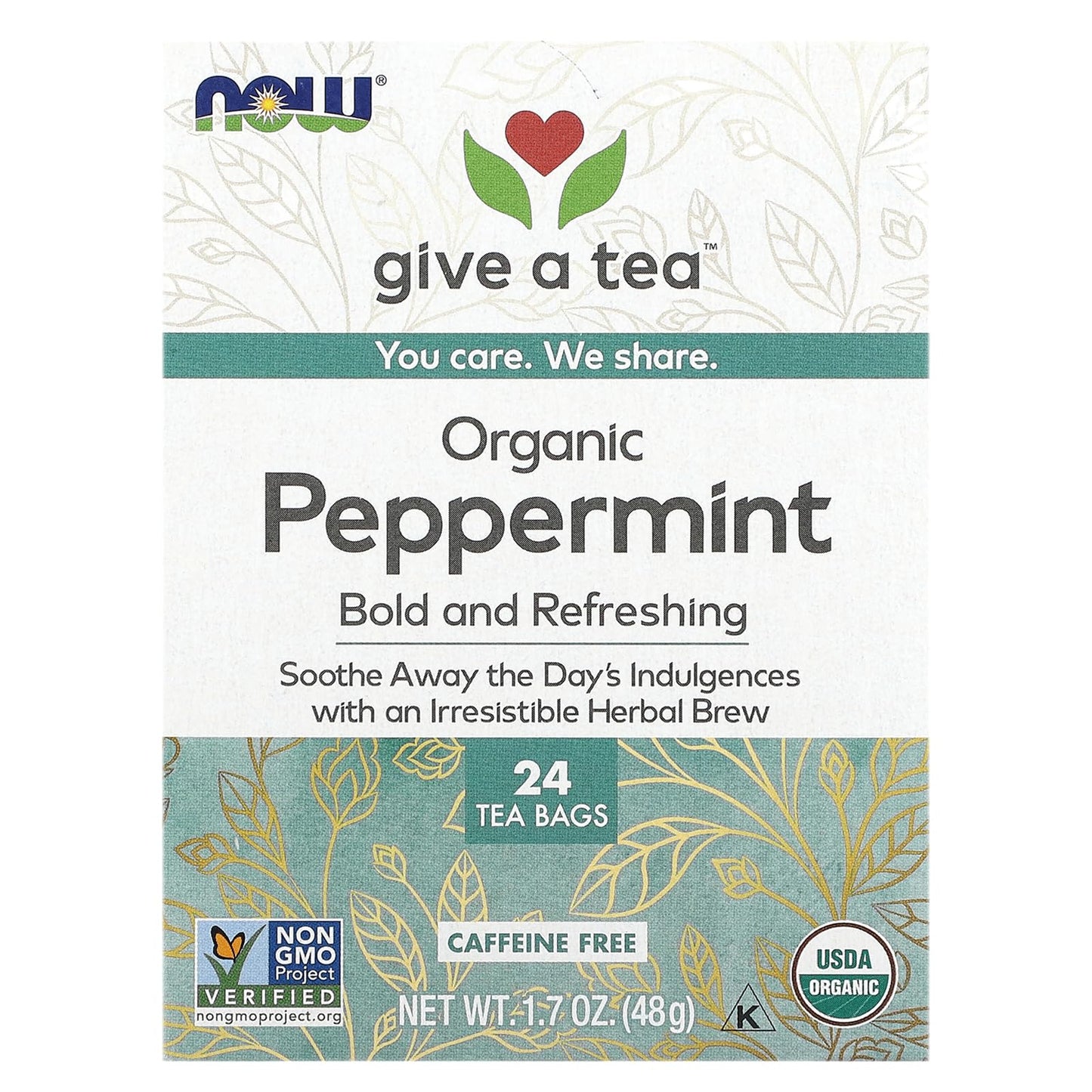 NOW    Organic Peppermint Wellness Tea 24 Bag x 48g