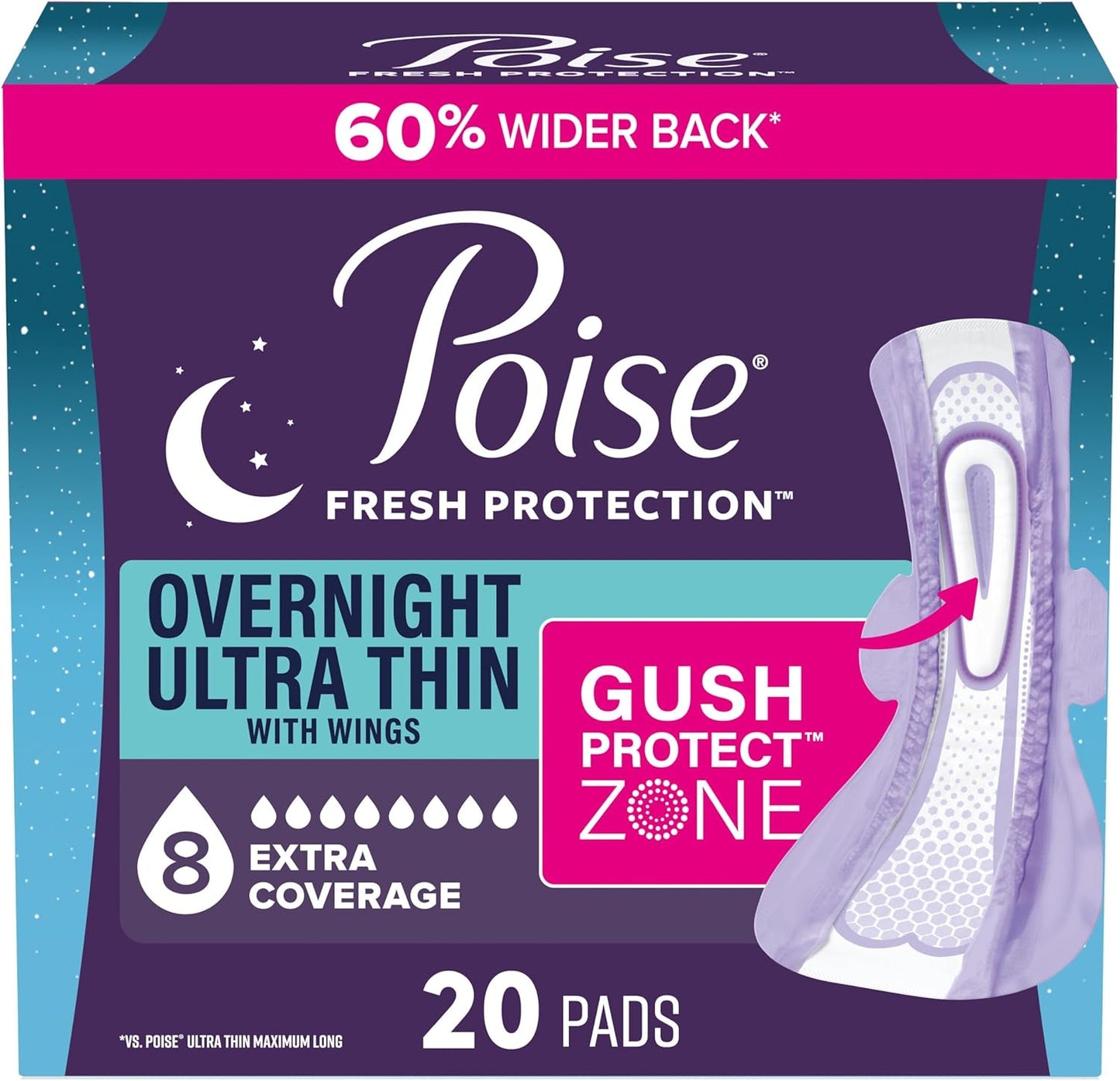 POISE PADS ULT/THIN XTRA ABSORB W/WING 20 pack of 2