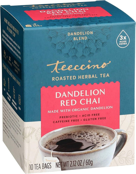 TEECCINO    Caffeine Free Herbal Tea Alternative    TEECCINO    Caffeine Free Herbal Tea Alternative    Dandelion Red Chai Tea 10bg