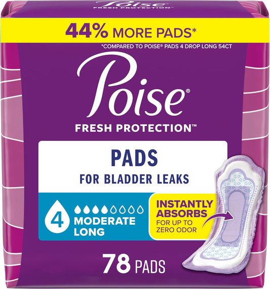 POISE PADS MODERATE ABSORPTION LONG 78 pack of 2