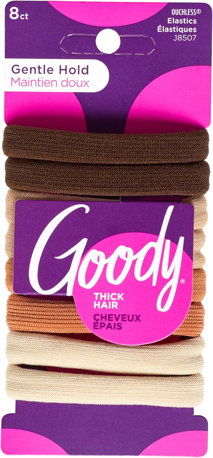 GOODY SWEATER THICK HAIR ELASTIC TAN 8 pack of 3