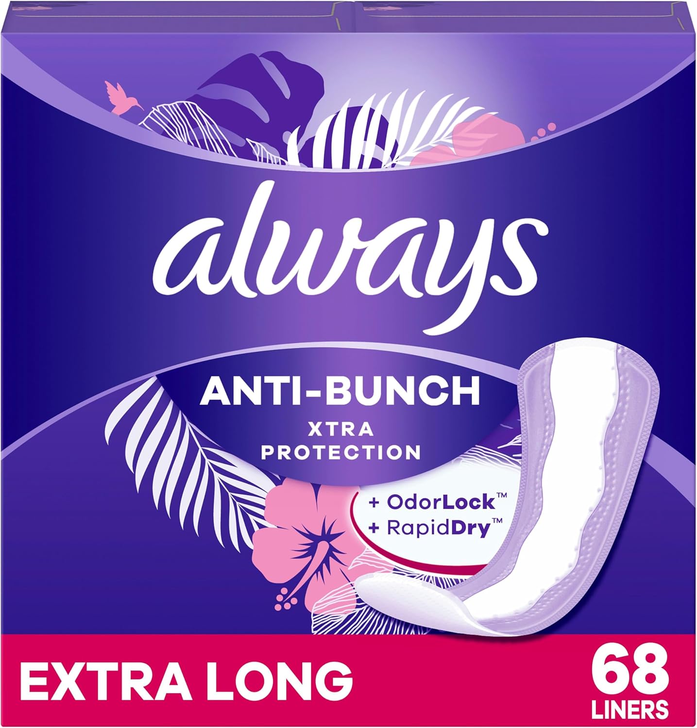 ALWAYS PANTY LINER XL UNSCENTED 68