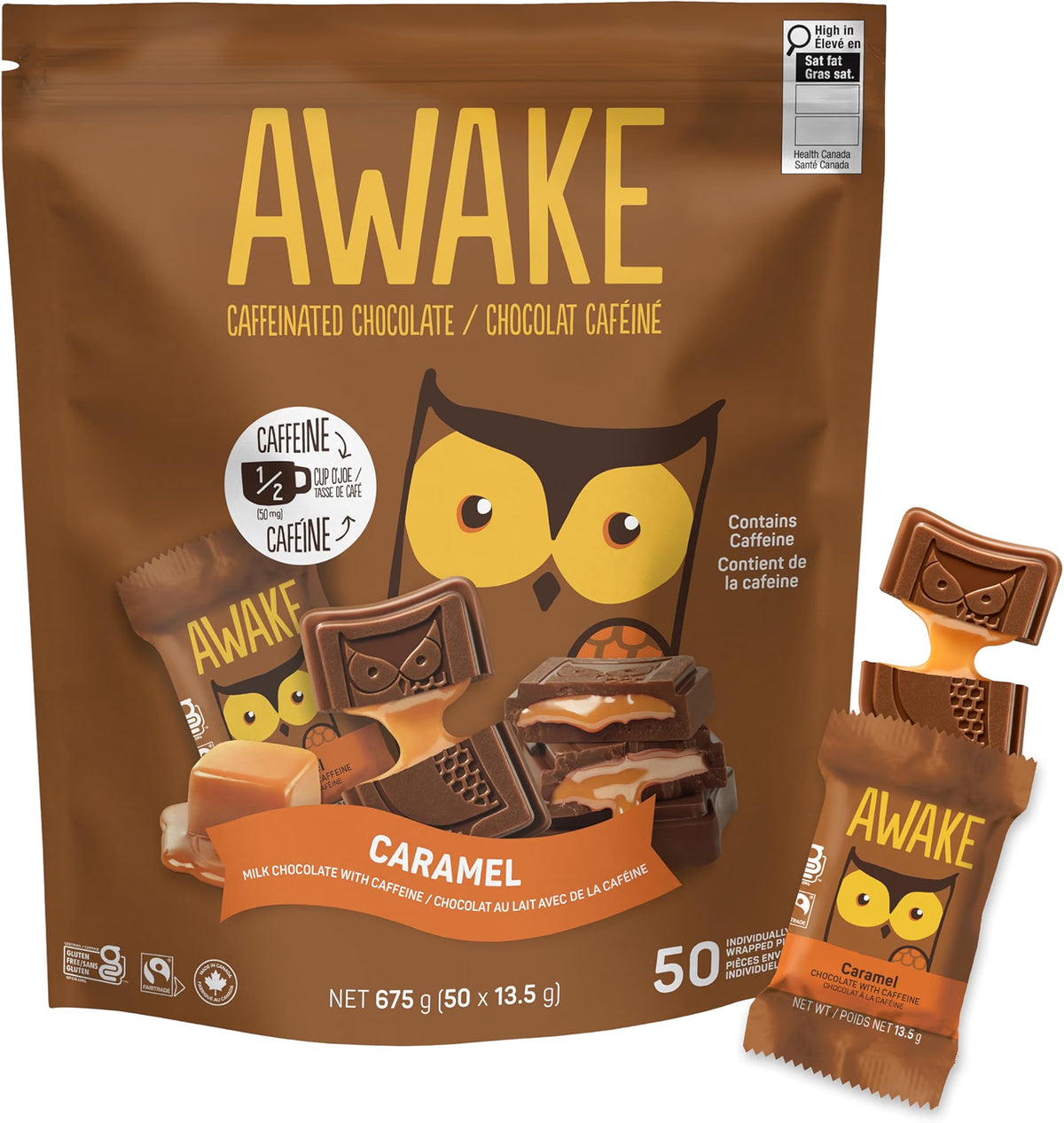 AWAKE Chocolate - Bites Singles - Caramel Milk 50ct - 50 x 13.5g