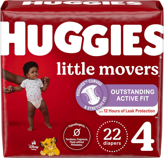 HUGGIES LITTLE MOVERS DIAPERS JB #4 22 pack of 4