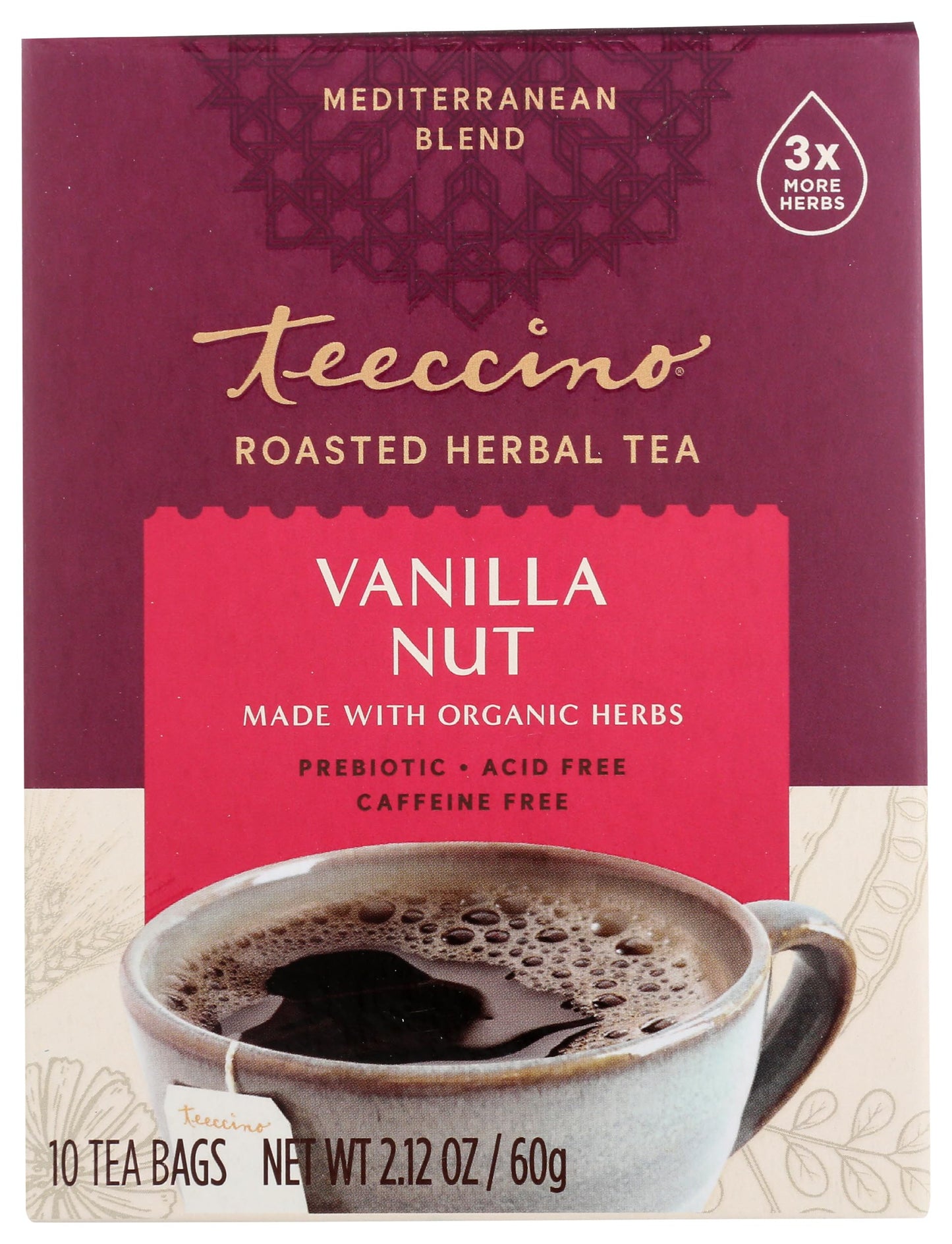 TEECCINO    Org Vanilla Nut Herbal Tea 10bg