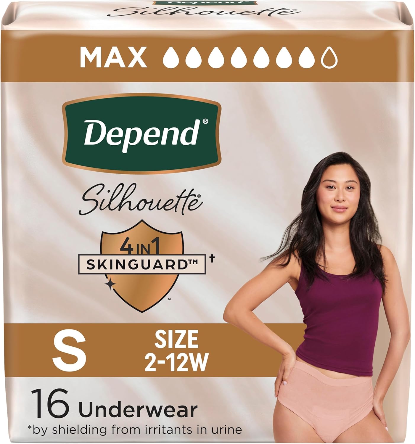 DEPEND SILHOUETTE UNDERWEAR WOMEN SM MAX ABS 16 pack of 2