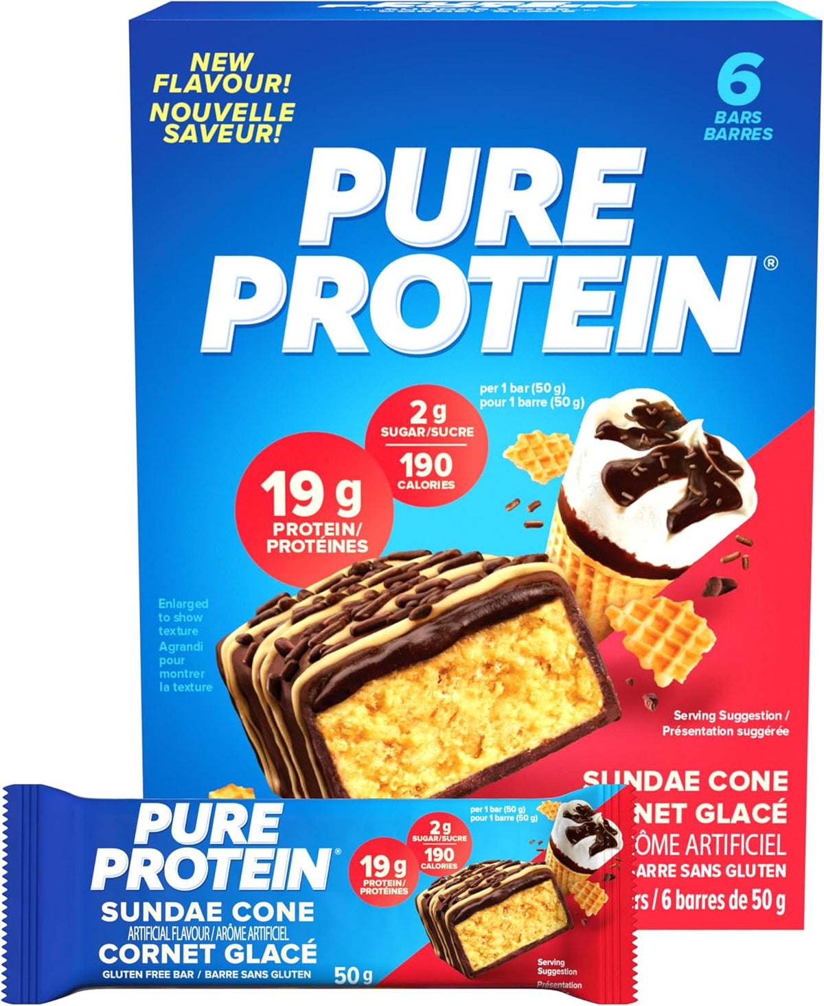 PURE PROTEIN BAR SUNDAE CONE 6X50G BAR