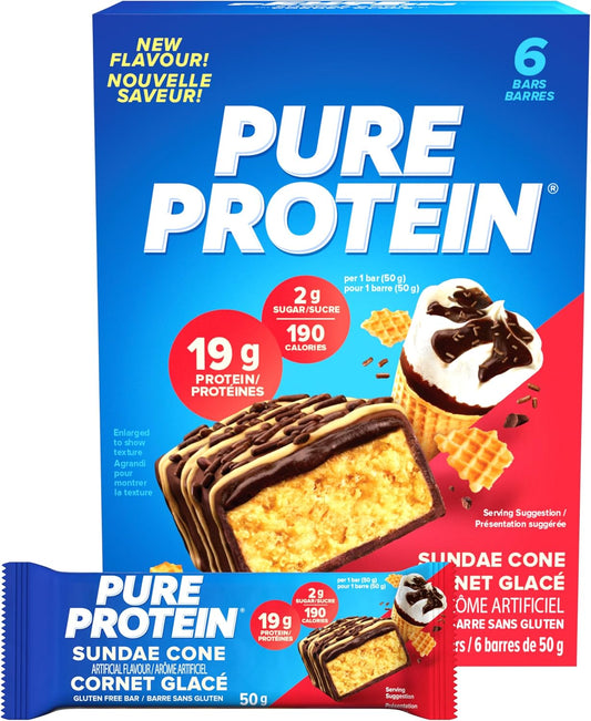 PURE PROTEIN BAR SUNDAE CONE 6X50G BAR