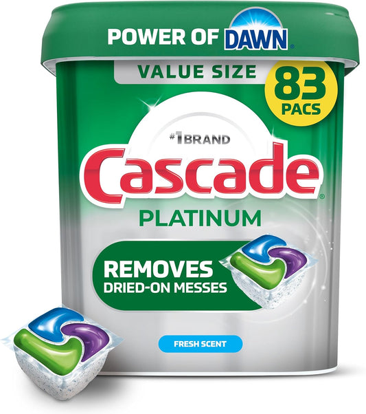 CASCADE ACTION PACS PLATINUM FRESH SCENT 83 pack of 3