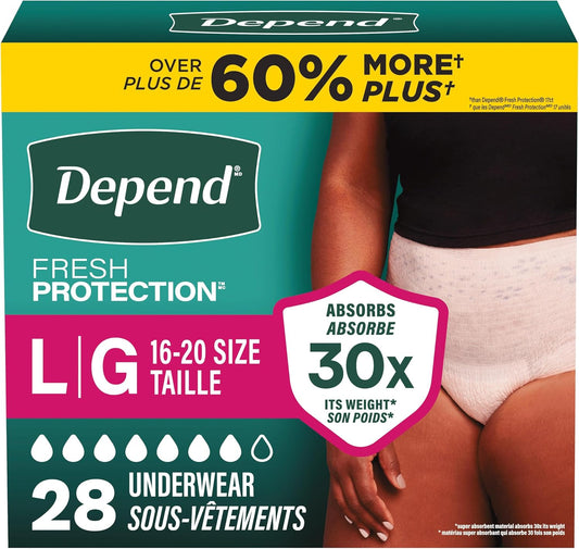 DEPEND UNDERWEAR WOMEN MAX ABS LG 28 pack of 2