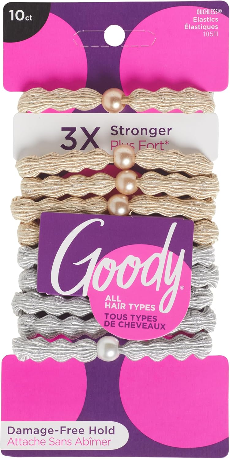 GOODY ELASTICS FOREVER 6MM BLONDE SILVER 10 pack of 3