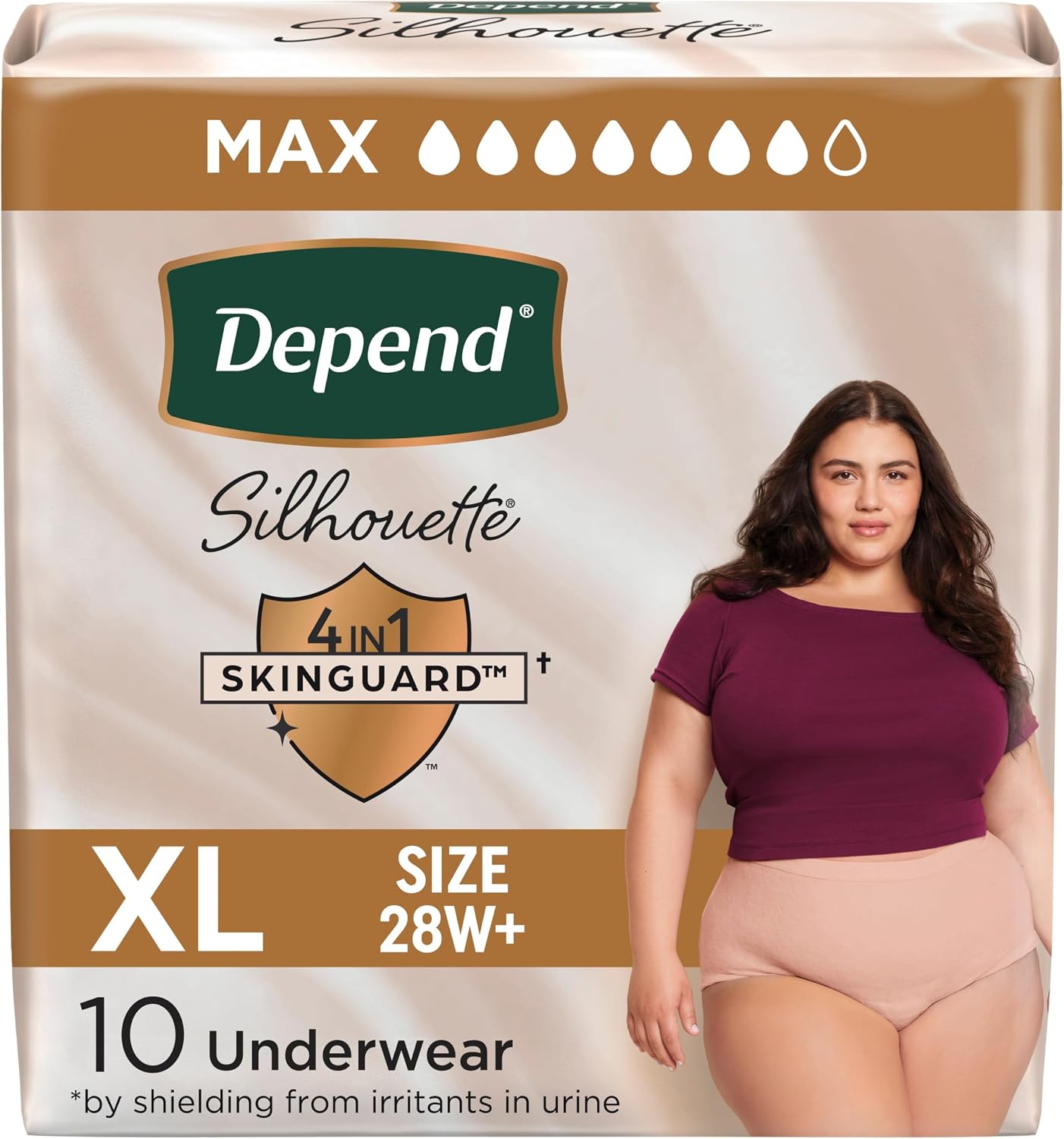 DEPEND SILHOUETTE UNDERWEAR WOMEN XL MAX ABS 10 pack of 2