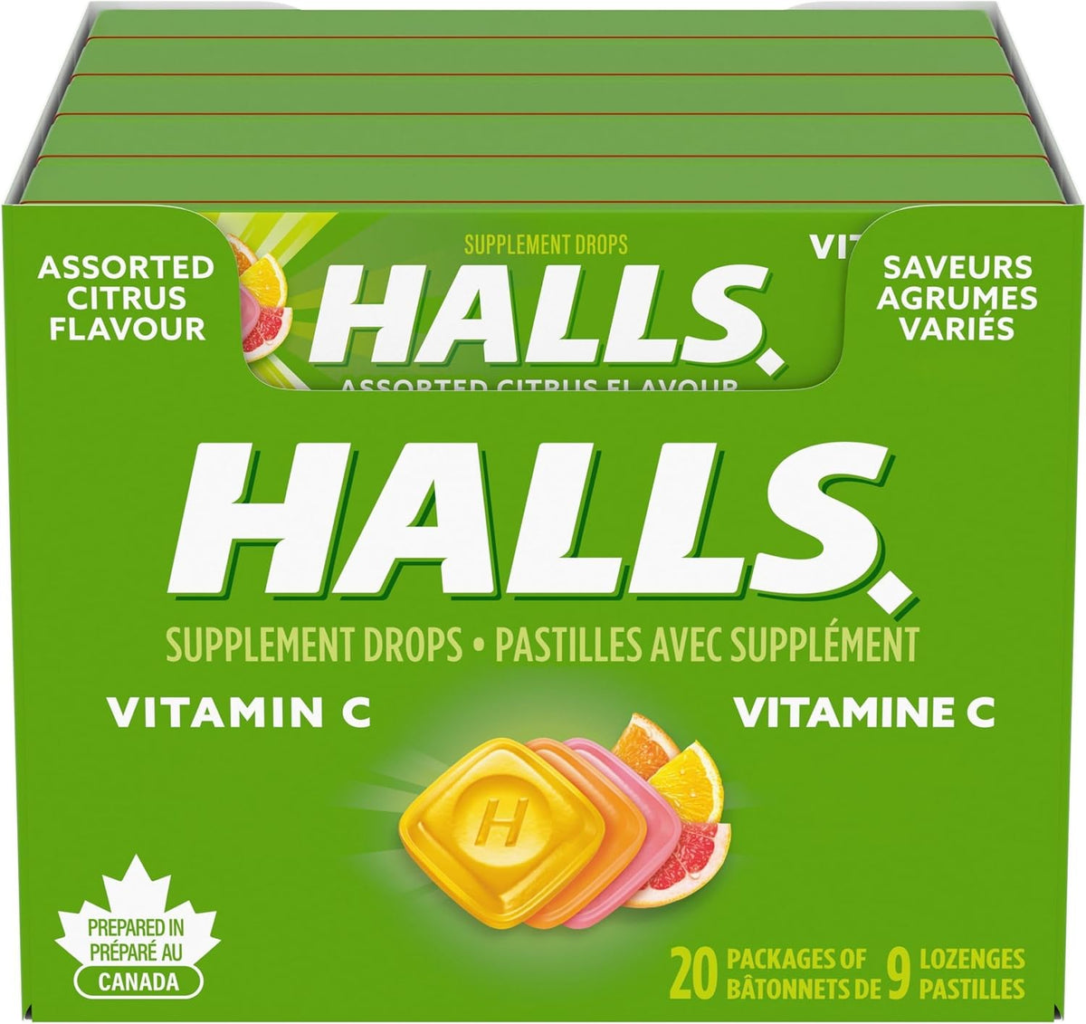 HALLS DEFENSE VITAMIN C LOZ CITRUS 9PC LOZENGE pack of 20