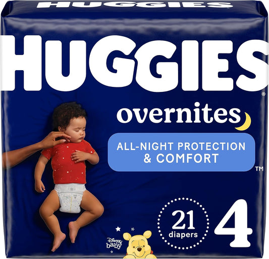 HUGGIES DIAPERS OVERNITE #4 JB 21 pack of 4