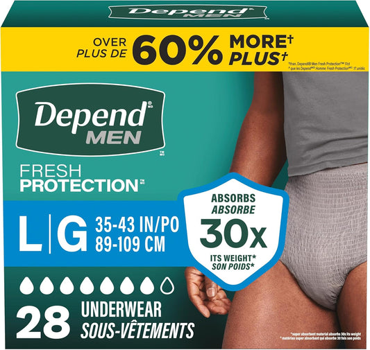 DEPEND UNDERWEAR MEN MAX ABS LG 28 pack of 2