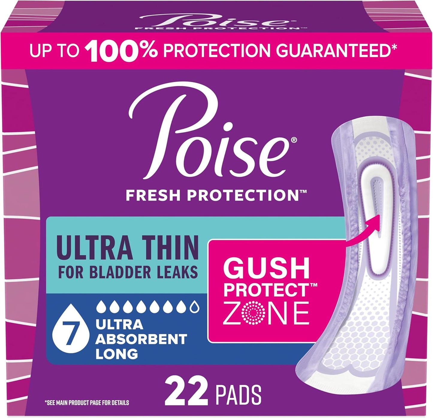 POISE PADS ULT/THIN LONG 22 pack of 2