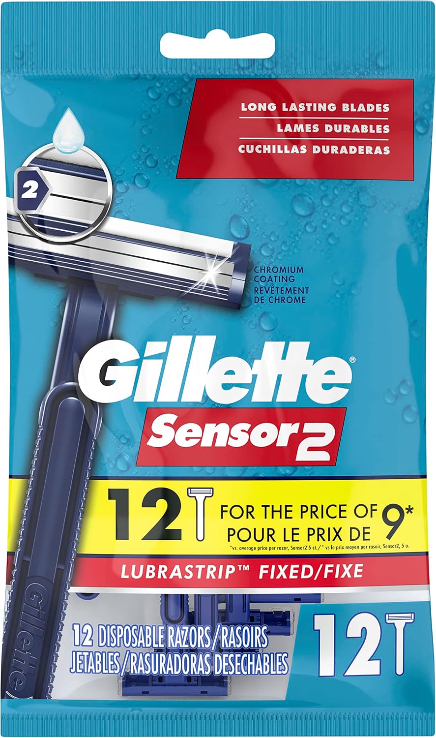 GILLETTE SENSOR 2 FIXED DISPOSABLE RAZORS 12