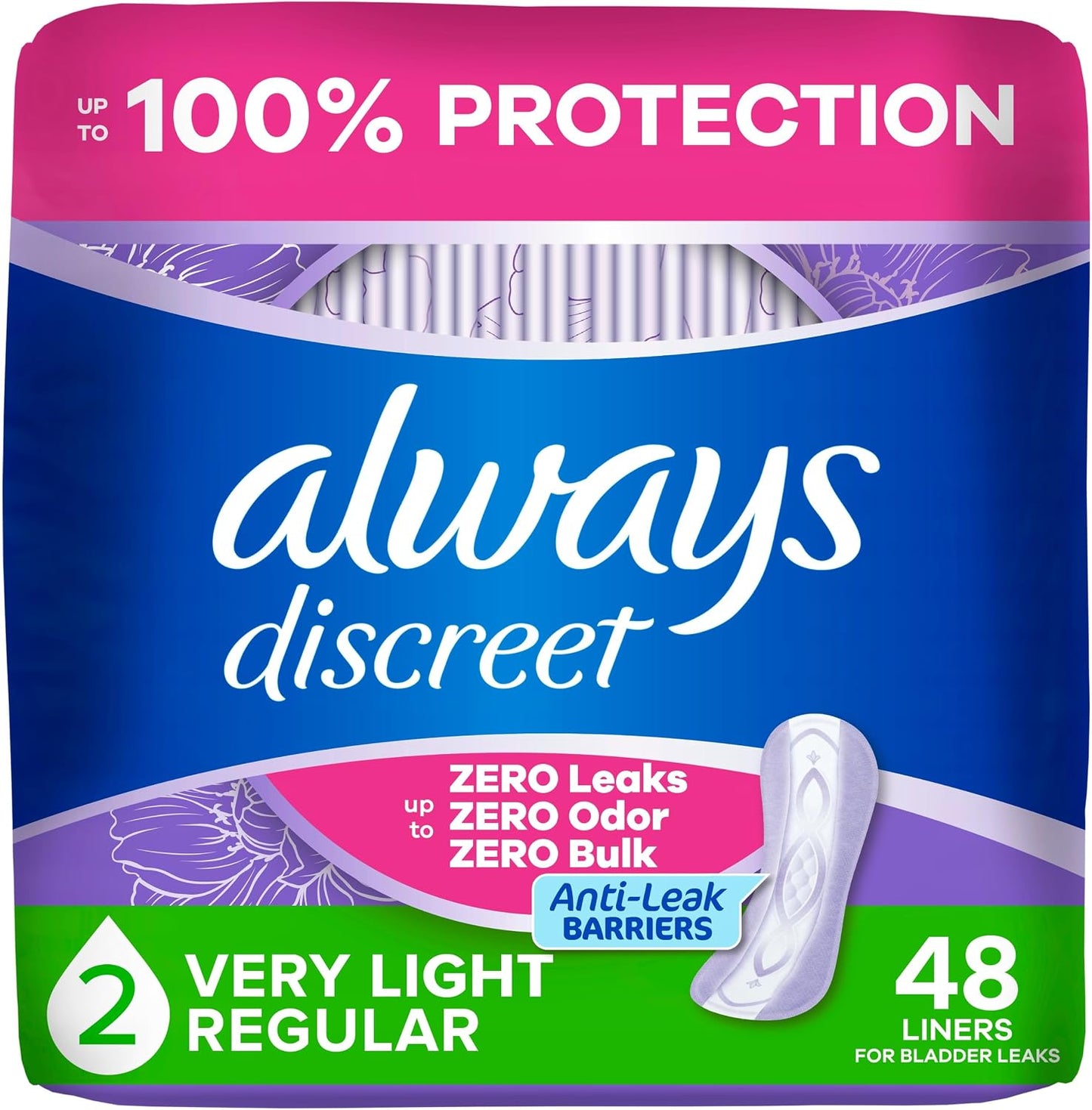 ALWAYS DISCREET LINERS LIGHT 48 pack of 3