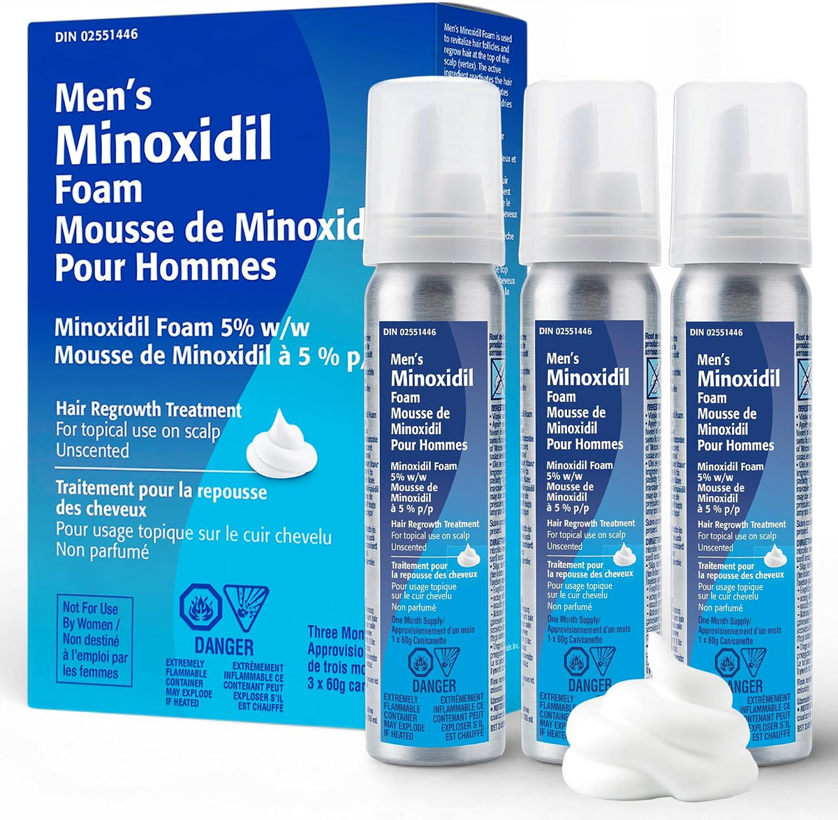 MINOXIDIL FOAM MN 5%W/W 3X60G FOAM