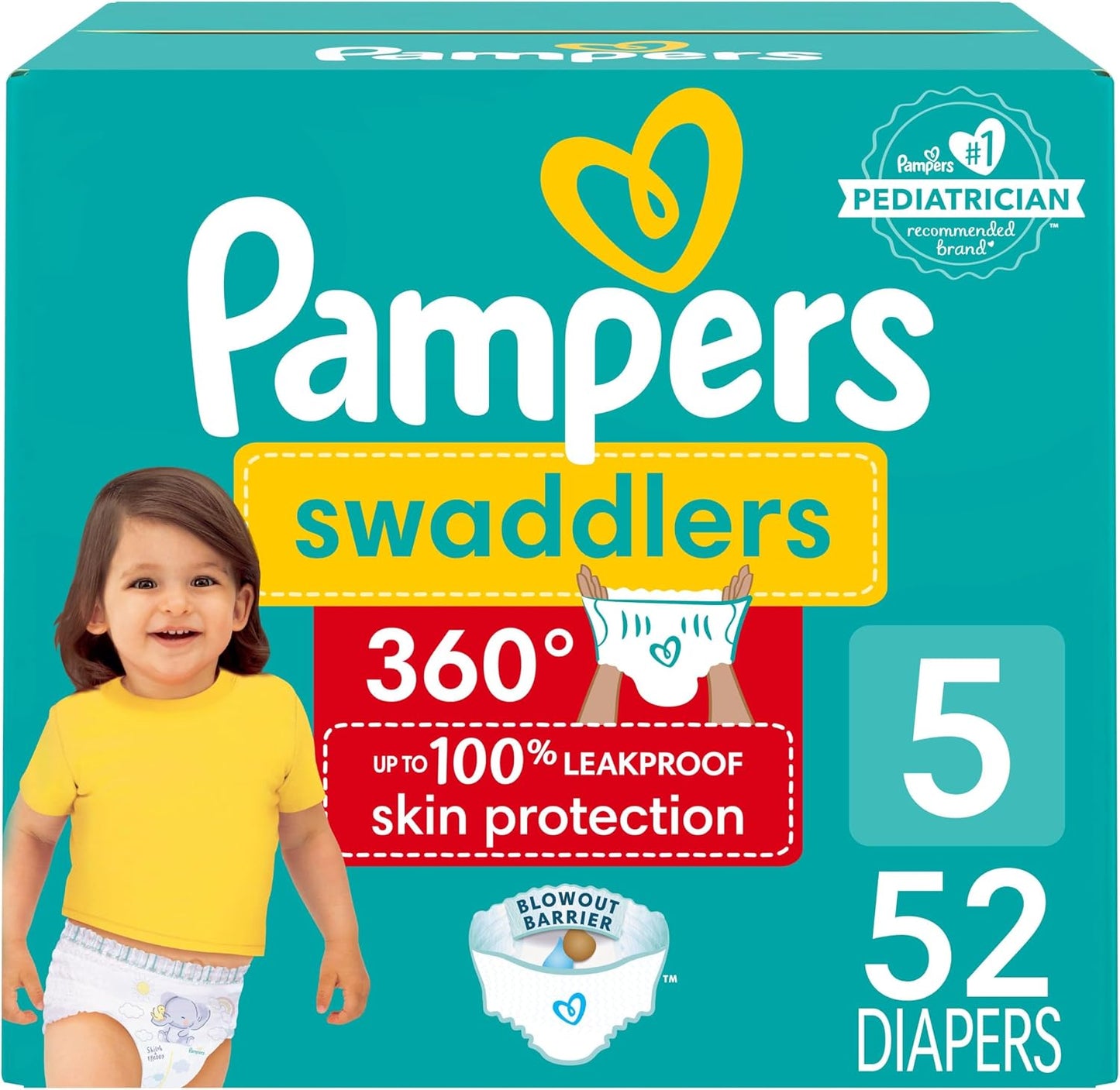 PAMPERS SWADDLERS 360 SIZE 5 52