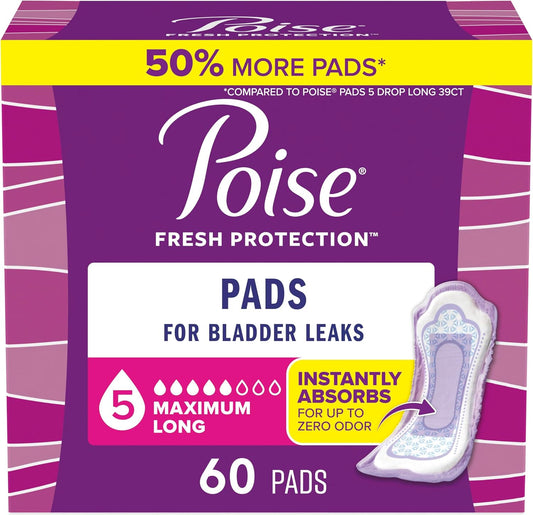POISE PADS MAXIMUM ABSORPTION LONG 60 pack of 2