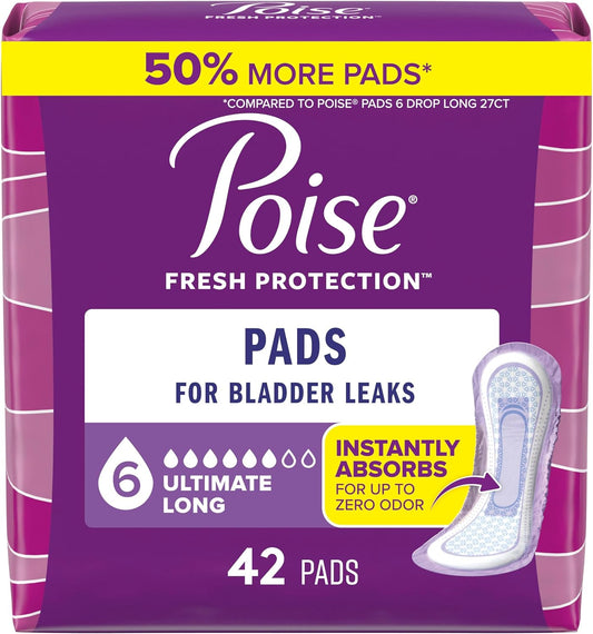 POISE PADS ULTIMATE PROTECTION LONG 42 pack of 2