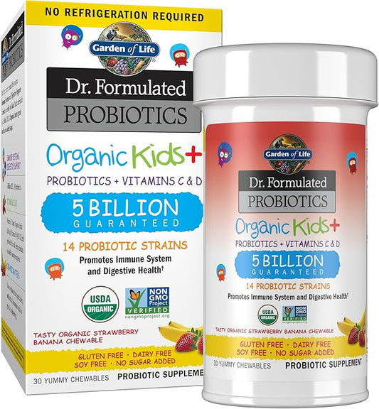 Garden of Life - Dr. F Organic Kids+ Chewables 5-B SS (Strawberry Banana) - 30 CT