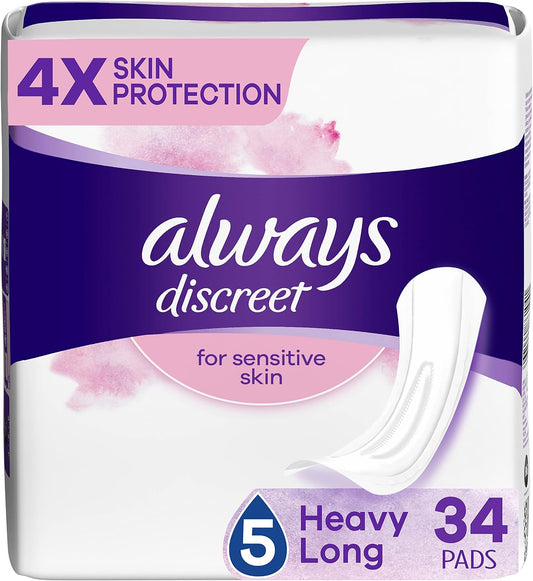 ALWAYS DISCREET PADS MAXIMUM LONG LG 34 pack of 3