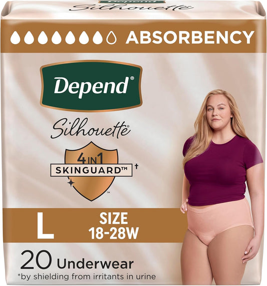 DEPEND UNDERWEAR INCONTINENCE WOM MAX ABS LG 20 pack of 2