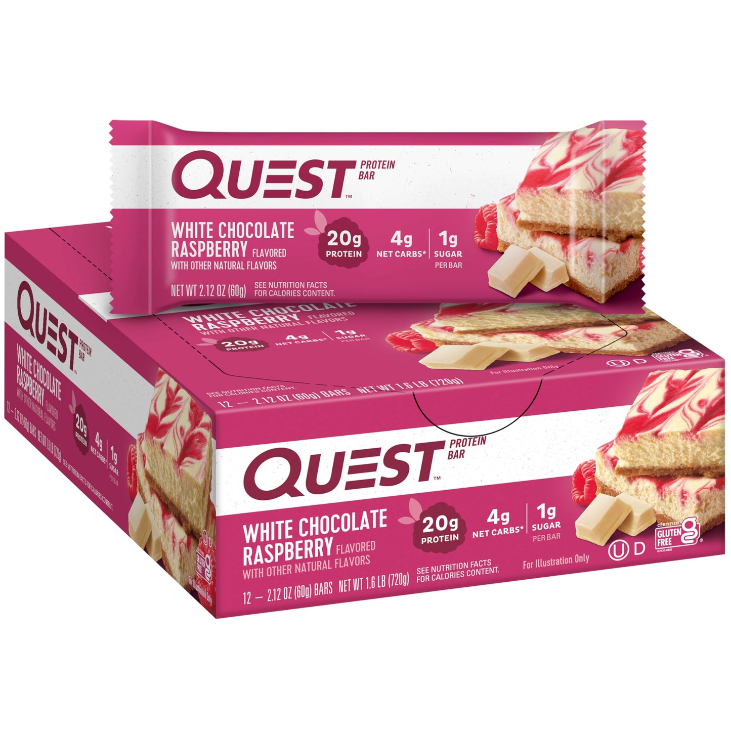 Quest   Quest Bar, White Chocolate Raspberry, 12/box
