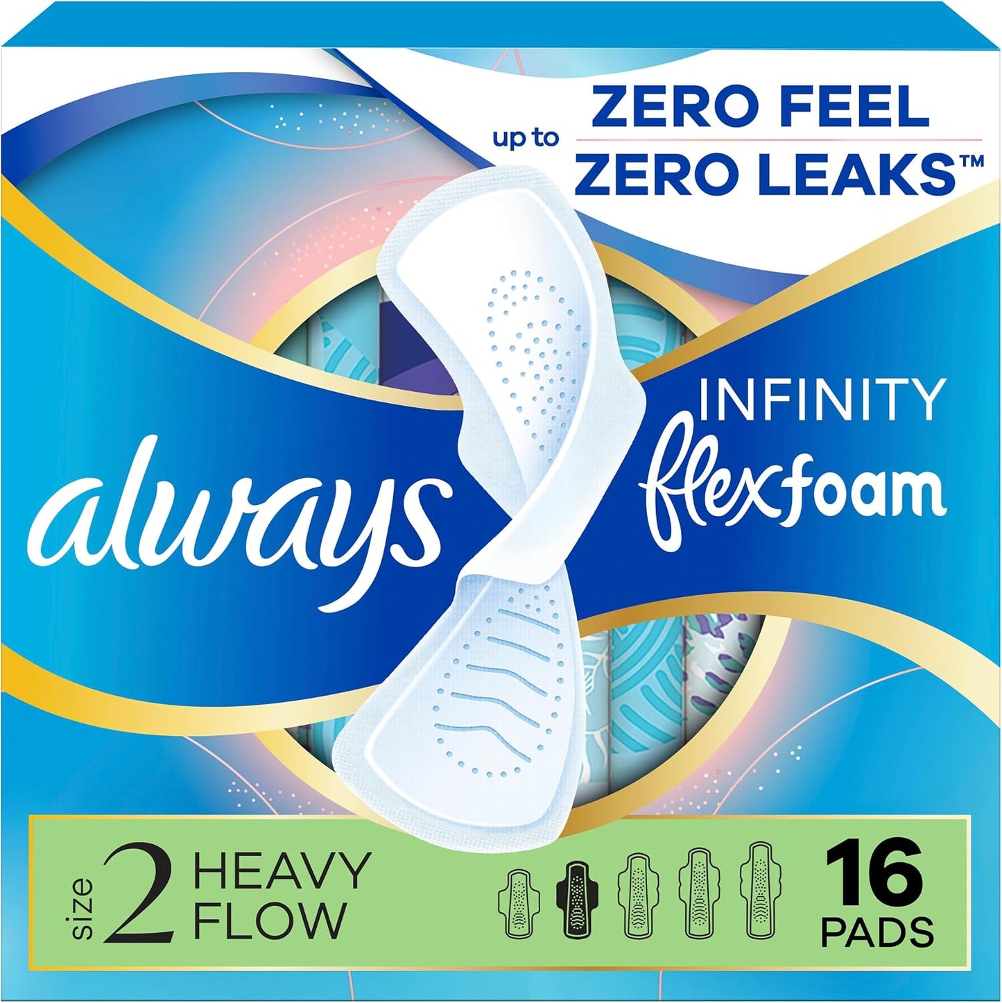 ALWAYS INFINITY PADS SIZE#2 HEAVY UNSCENT 16 pack of 6