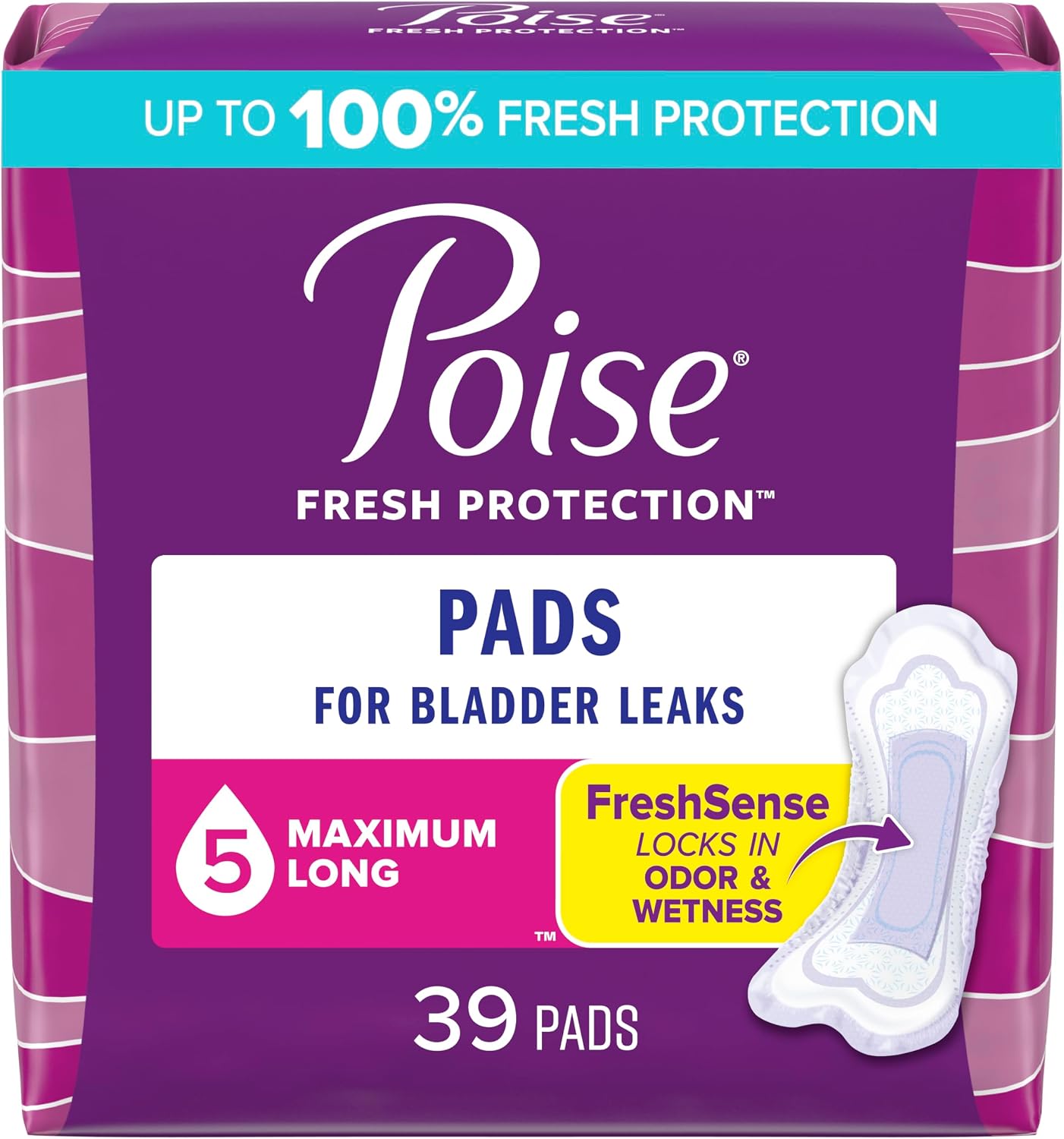 POISE PADS INCONTINENCE ABSORBENCY MAX 5 LONG 39 pack of 2