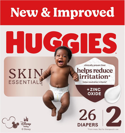 HUGGIES SKIN ESSENTIALS DIAPERS SIZE 2 26 pack of 4