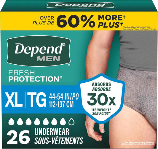 DEPEND UNDERWEAR MEN MAX ABS XL 26 pack of 2
