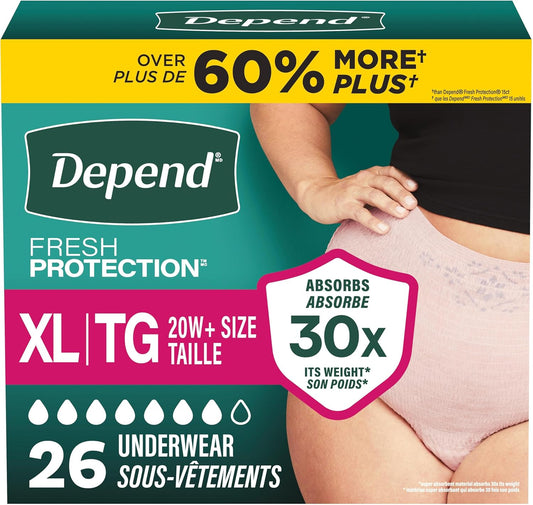 DEPEND UNDERWEAR MAX ABS WOMEN XL 26 pack of 2