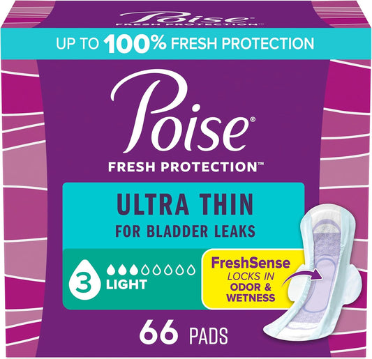 POISE PADS ULTRA THIN LIGHT ABS WINGS 66 pack of 4