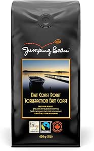 JUMPING BEAN COFFEE -  Whole Bean East Coast Roast, Organic (Fair Trade)    454g
