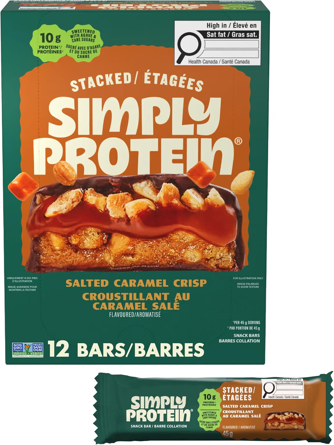SimplyProtein - Stacked Bar Salted Caramel Crisp - 12 x 45g