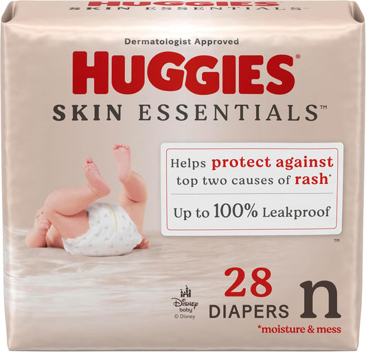 HUGGIES SKIN ESSENTIALS DIAPERS NEW BORN 28 pack of 4