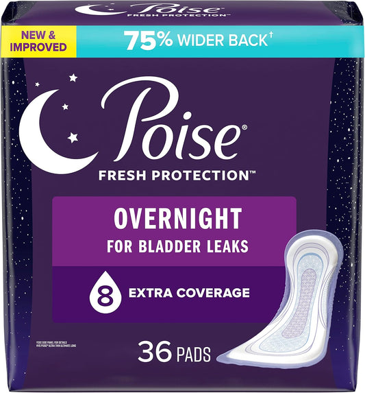 POISE PADS OVERNIGHT INC EXTRA ABSORBENCY 36 pack of 2
